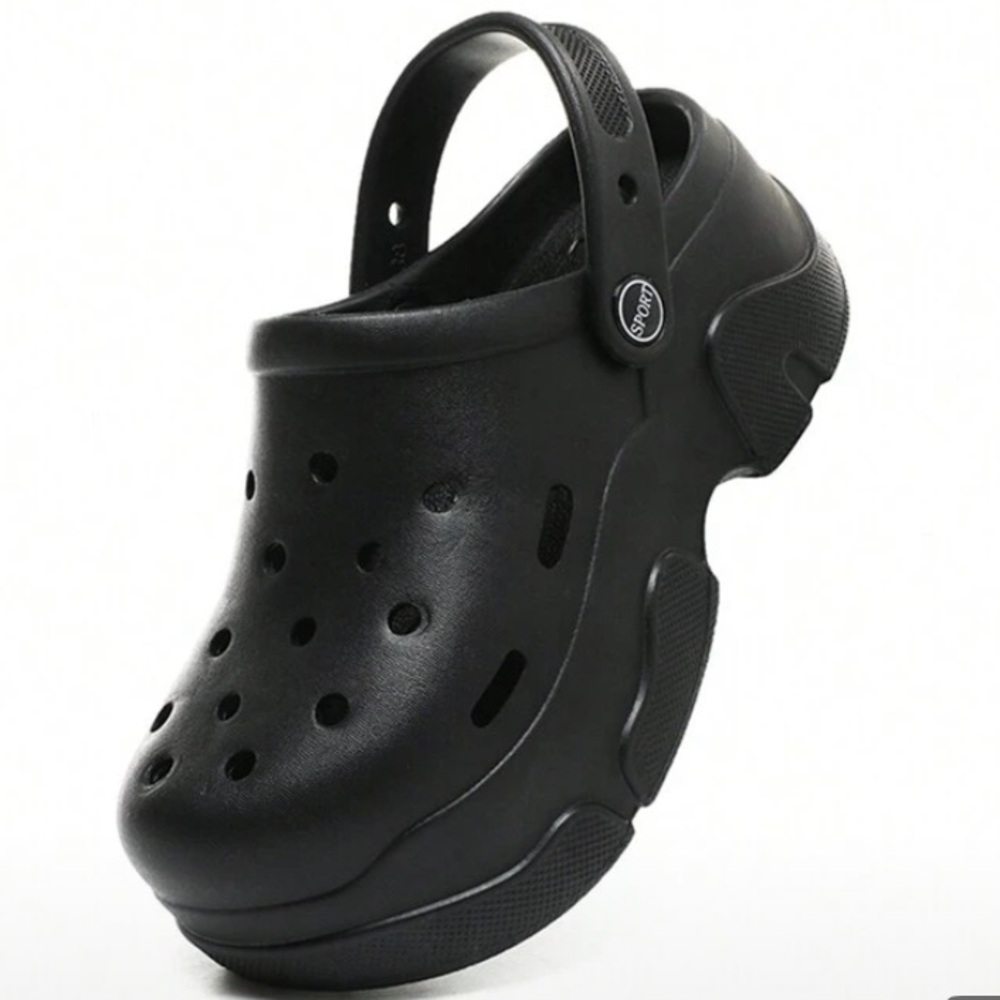 Sporto Black Womens Slip-On Clog Sandals